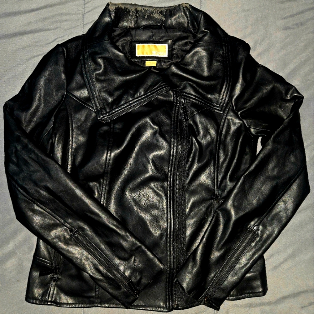 Michael Kors Black leather motorcycle jacket SZ Small